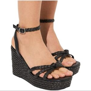 Torrid Black Wedge Sandals with Braided Straps